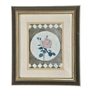 HARLEQUIN FLORALS BY SHELLY HELY LITHOGRAPH 6 " x 8" PRINT - 15" x 13" FRAME